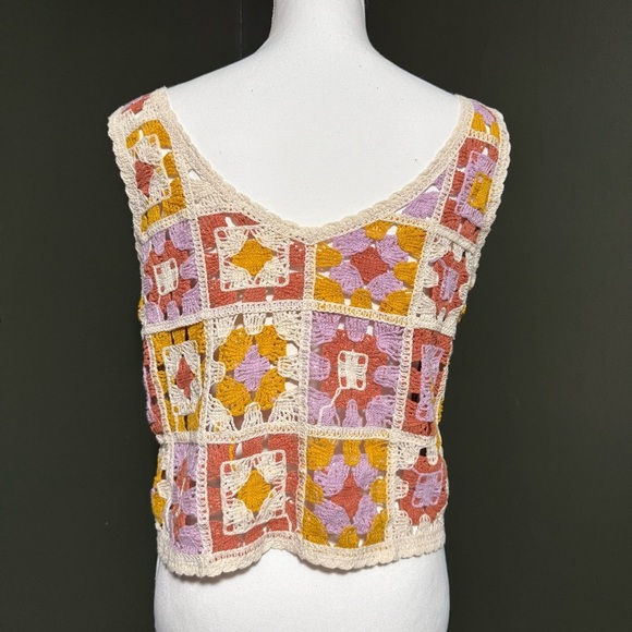 Rebellion Again Crochet Patchwork Tank Top Boho Festival Large NWT - Picture 2 of 5